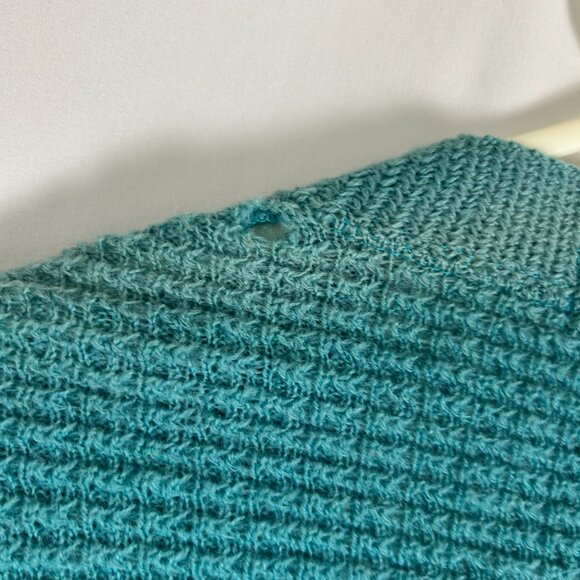 RosaLee Vintage Wool Cardigan Crewel Embroidered Turquoise L (Holes) - Picture 6 of 7